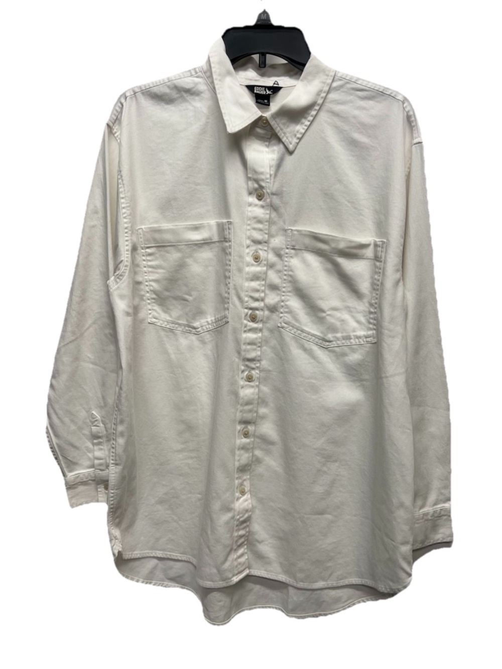 Eddie Bauer WR White Long Sleeve Button Front Over Shirt Size M